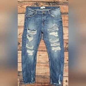 MNG Angie Boyfriend Denim Distressed Jeans Women's Size 34x26 Distressed